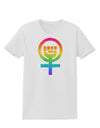 Rainbow Distressed Feminism Symbol Womens T-Shirt-Womens T-Shirt-TooLoud-White-X-Small-Davson Sales