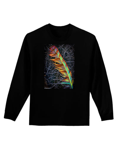 Rainbow Feather Adult Long Sleeve Dark T-Shirt-TooLoud-Black-Small-Davson Sales