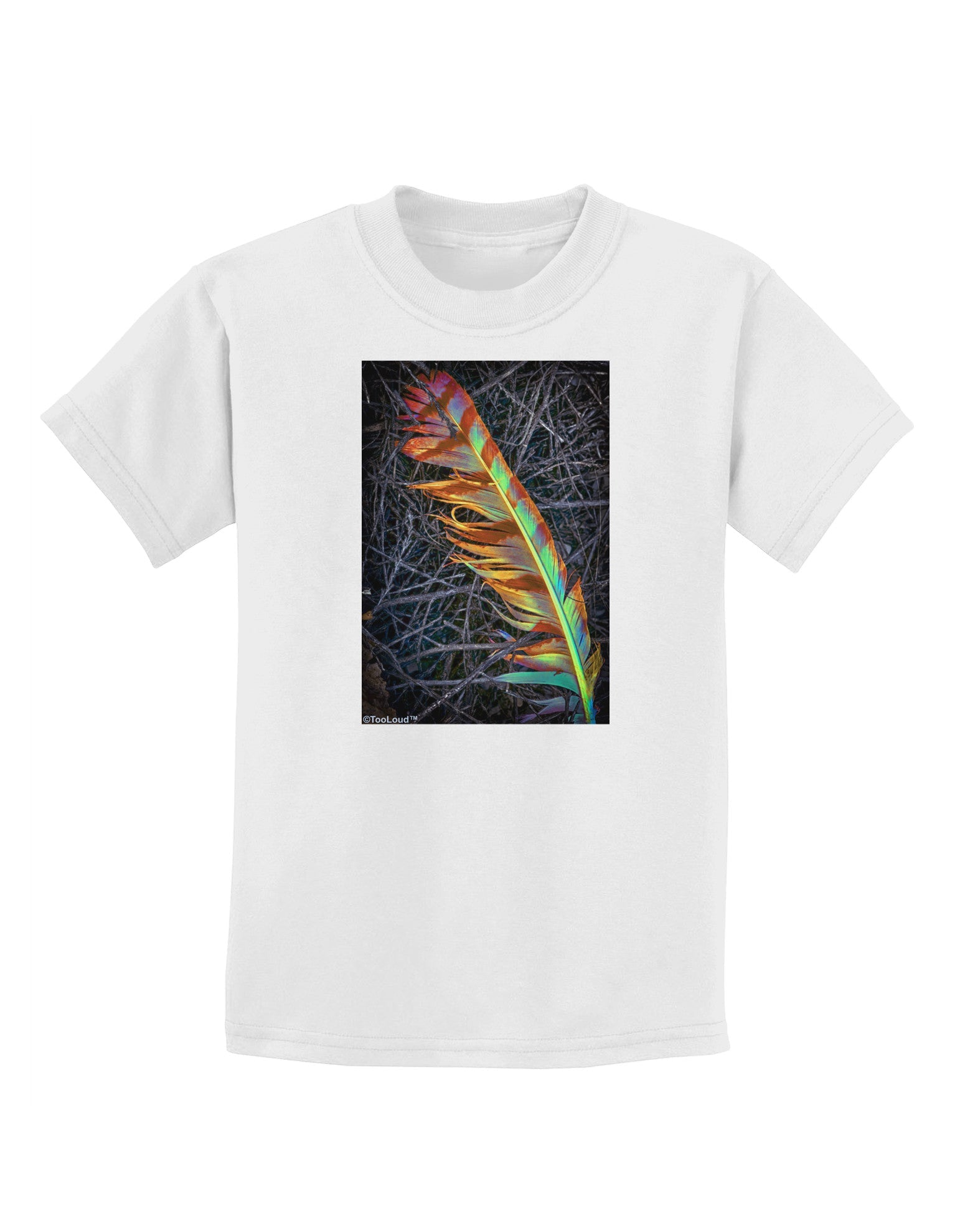 Rainbow Feather Childrens T-Shirt-Childrens T-Shirt-TooLoud-White-X-Small-Davson Sales