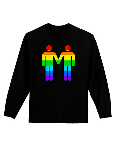 Rainbow Gay Men Holding Hands Adult Long Sleeve Dark T-Shirt-TooLoud-Black-Small-Davson Sales