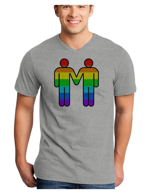 Rainbow Gay Men Holding Hands Adult V-Neck T-shirt-TooLoud-HeatherGray-Small-Davson Sales