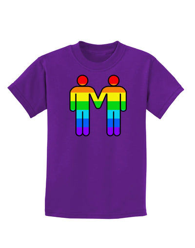 Rainbow Gay Men Holding Hands Childrens Dark T-Shirt-TooLoud-Purple-X-Small-Davson Sales