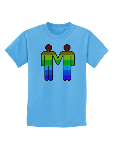 Rainbow Gay Men Holding Hands Childrens T-Shirt-TooLoud-Aquatic-Blue-X-Small-Davson Sales