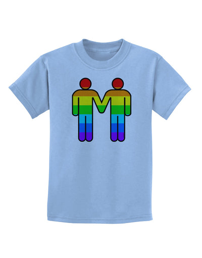 Rainbow Gay Men Holding Hands Childrens T-Shirt-TooLoud-Light-Blue-X-Small-Davson Sales