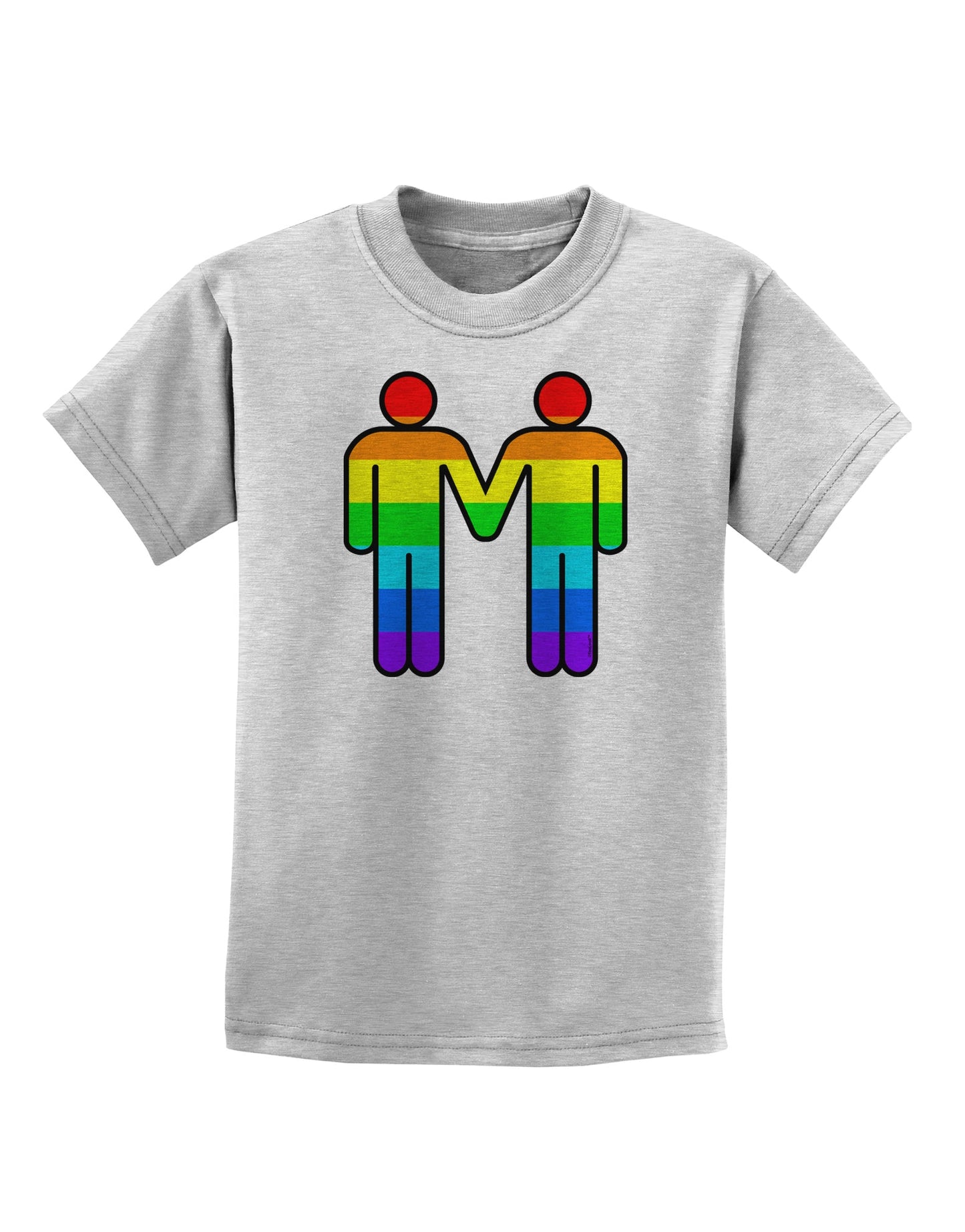 Rainbow Gay Men Holding Hands Childrens T-Shirt-TooLoud-AshGray-X-Small-Davson Sales
