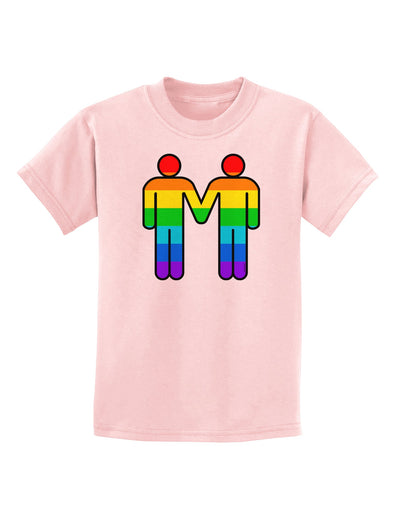 Rainbow Gay Men Holding Hands Childrens T-Shirt-TooLoud-PalePink-X-Small-Davson Sales