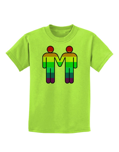 Rainbow Gay Men Holding Hands Childrens T-Shirt-TooLoud-Lime-Green-X-Small-Davson Sales