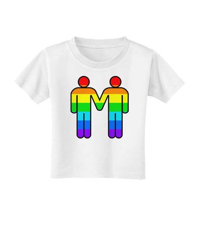 Rainbow Gay Men Holding Hands Toddler T-Shirt-TooLoud-White-2T-Davson Sales