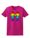 Rainbow Gay Men Holding Hands Womens Dark T-Shirt-TooLoud-Hot-Pink-Small-Davson Sales