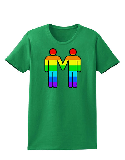 Rainbow Gay Men Holding Hands Womens Dark T-Shirt-TooLoud-Kelly-Green-X-Small-Davson Sales