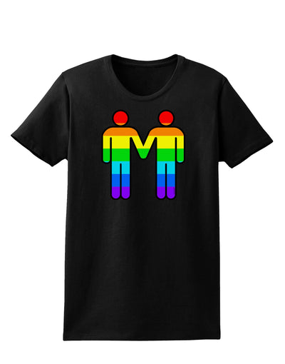 Rainbow Gay Men Holding Hands Womens Dark T-Shirt-TooLoud-Black-X-Small-Davson Sales