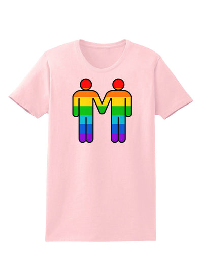 Rainbow Gay Men Holding Hands Womens T-Shirt-TooLoud-PalePink-X-Small-Davson Sales