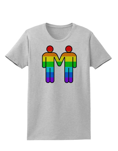 Rainbow Gay Men Holding Hands Womens T-Shirt-TooLoud-AshGray-X-Small-Davson Sales