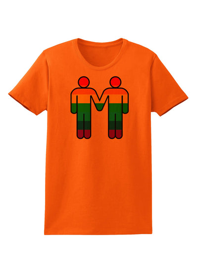 Rainbow Gay Men Holding Hands Womens T-Shirt-TooLoud-Orange-X-Small-Davson Sales