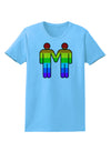 Rainbow Gay Men Holding Hands Womens T-Shirt-TooLoud-Aquatic-Blue-X-Small-Davson Sales