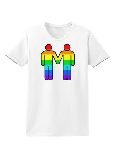 Rainbow Gay Men Holding Hands Womens T-Shirt-TooLoud-White-X-Small-Davson Sales