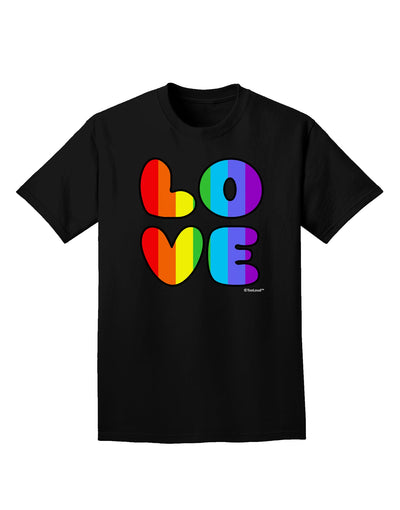 Rainbow LOVE Text Adult Dark T-Shirt by TooLoud-Mens T-Shirt-TooLoud-Black-Small-Davson Sales