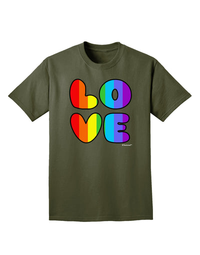 Rainbow LOVE Text Adult Dark T-Shirt by TooLoud-Mens T-Shirt-TooLoud-Military-Green-Small-Davson Sales