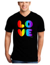 Rainbow LOVE Text Adult Dark V-Neck T-Shirt by TooLoud-Mens V-Neck T-Shirt-TooLoud-Black-Small-Davson Sales