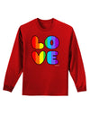 Rainbow LOVE Text Adult Long Sleeve Dark T-Shirt by TooLoud-TooLoud-Red-Small-Davson Sales