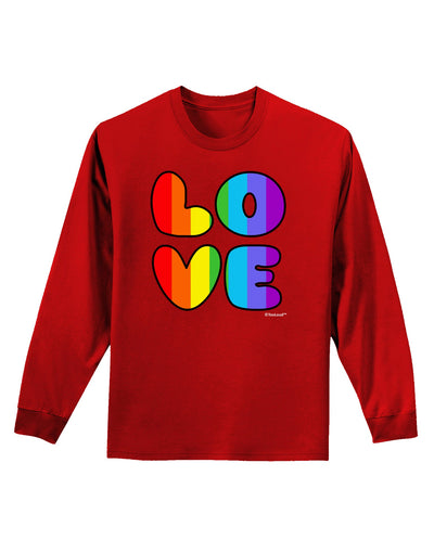 Rainbow LOVE Text Adult Long Sleeve Dark T-Shirt by TooLoud-TooLoud-Red-Small-Davson Sales