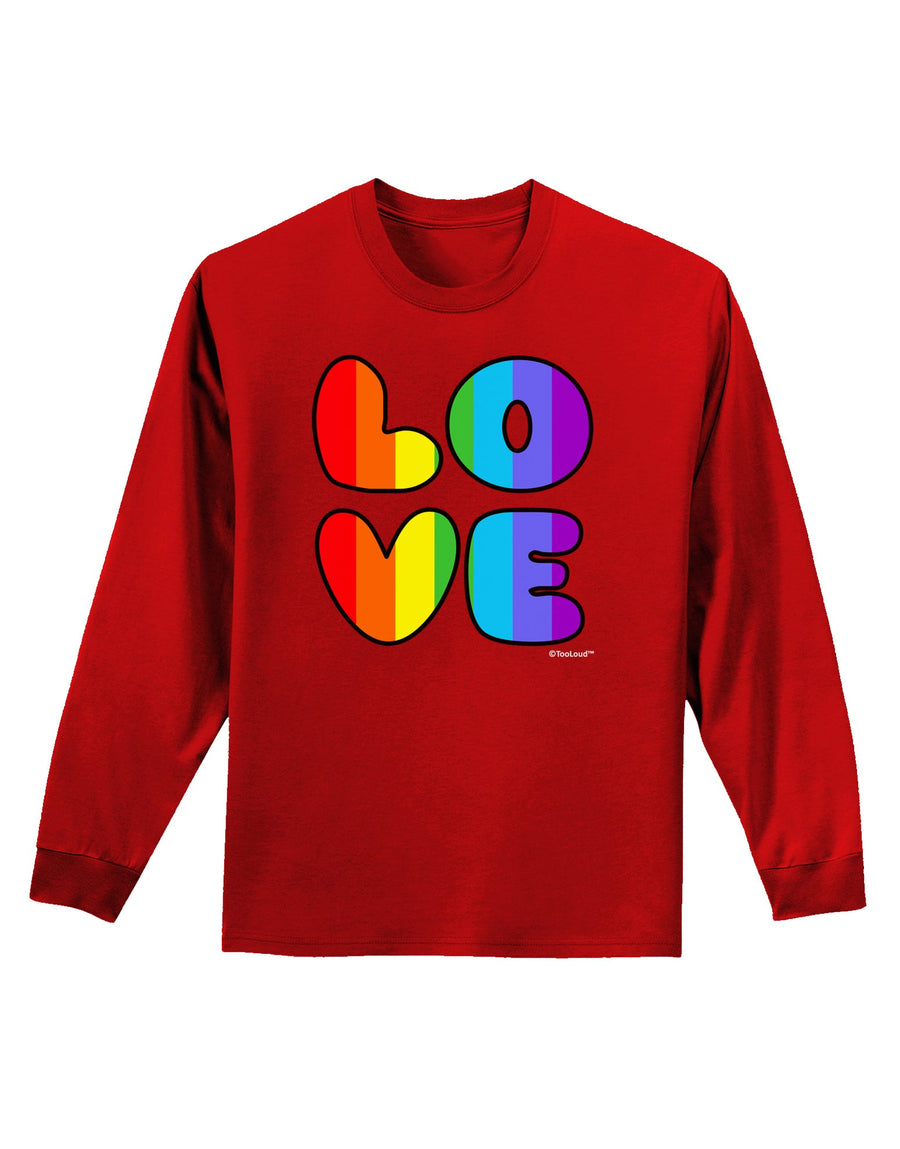 Rainbow LOVE Text Adult Long Sleeve Dark T-Shirt by TooLoud-TooLoud-Black-Small-Davson Sales