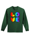 Rainbow LOVE Text Adult Long Sleeve Dark T-Shirt by TooLoud-TooLoud-Dark-Green-Small-Davson Sales