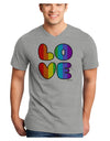 Rainbow LOVE Text Adult V-Neck T-shirt by TooLoud-Mens V-Neck T-Shirt-TooLoud-HeatherGray-Small-Davson Sales