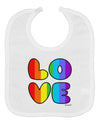 Rainbow LOVE Text Baby Bib by TooLoud