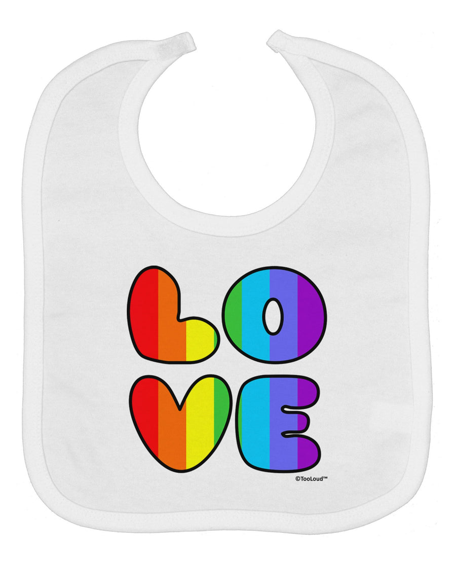 Rainbow LOVE Text Baby Bib by TooLoud