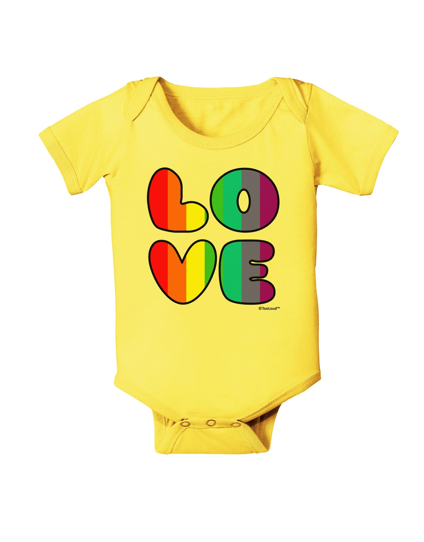 Rainbow LOVE Text Baby Romper Bodysuit by TooLoud-Baby Romper-TooLoud-Yellow-06-Months-Davson Sales