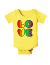 Rainbow LOVE Text Baby Romper Bodysuit by TooLoud-Baby Romper-TooLoud-Yellow-06-Months-Davson Sales