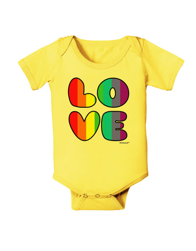 Rainbow LOVE Text Baby Romper Bodysuit by TooLoud-Baby Romper-TooLoud-Yellow-06-Months-Davson Sales