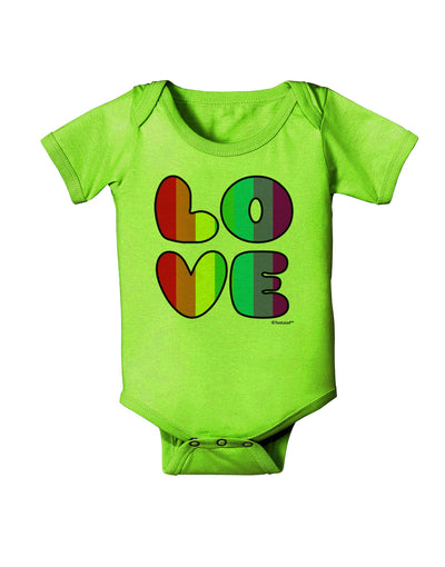 Rainbow LOVE Text Baby Romper Bodysuit by TooLoud-Baby Romper-TooLoud-Lime-Green-06-Months-Davson Sales