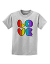 Rainbow LOVE Text Childrens T-Shirt by TooLoud-Childrens T-Shirt-TooLoud-AshGray-X-Small-Davson Sales