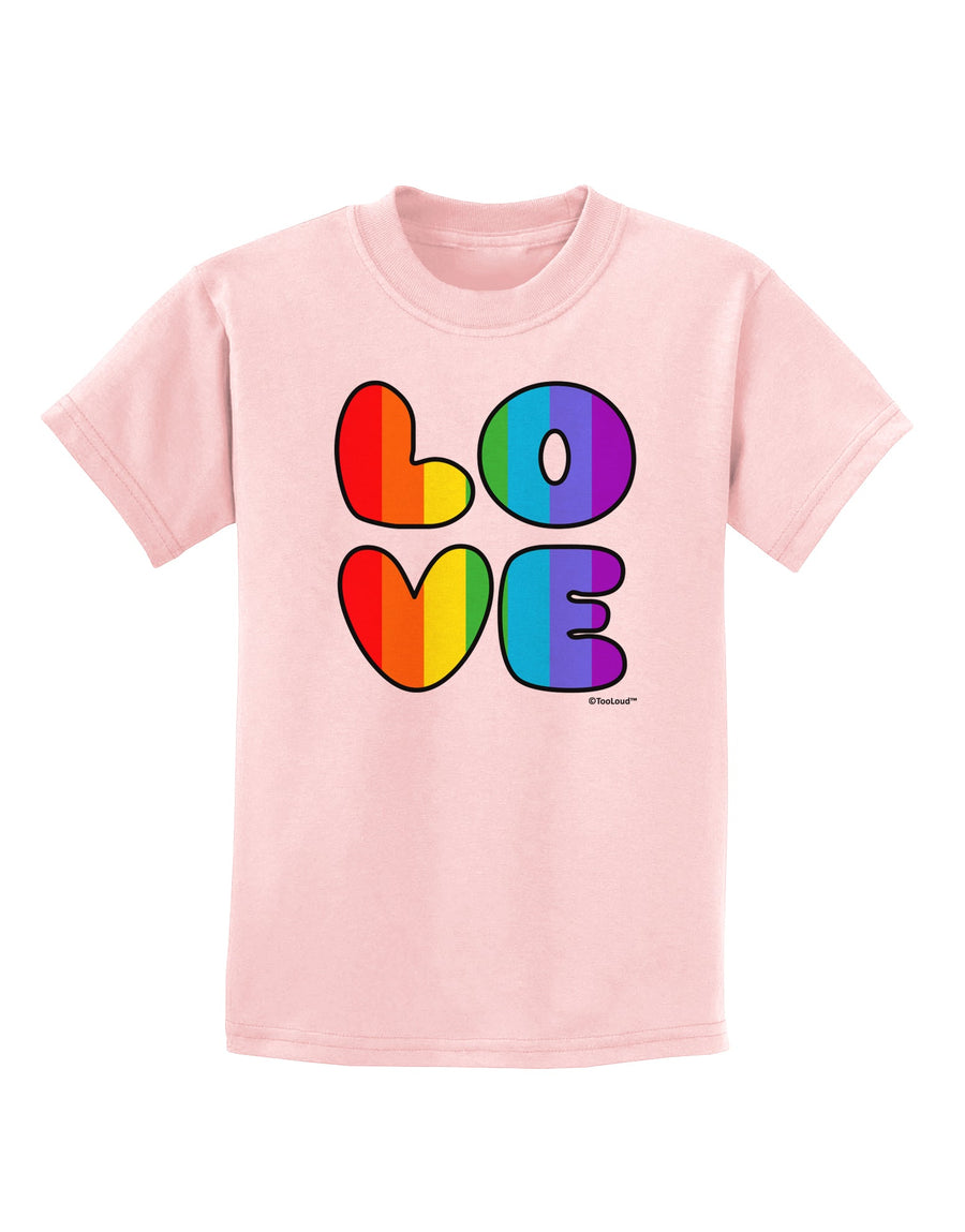 Rainbow LOVE Text Childrens T-Shirt by TooLoud-Childrens T-Shirt-TooLoud-White-X-Small-Davson Sales