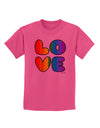 Rainbow LOVE Text Childrens T-Shirt by TooLoud-Childrens T-Shirt-TooLoud-Sangria-X-Small-Davson Sales