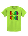 Rainbow LOVE Text Childrens T-Shirt by TooLoud-Childrens T-Shirt-TooLoud-Lime-Green-X-Small-Davson Sales