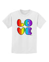 Rainbow LOVE Text Childrens T-Shirt by TooLoud-Childrens T-Shirt-TooLoud-White-X-Small-Davson Sales