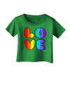 Rainbow LOVE Text Infant T-Shirt Dark by TooLoud-Infant T-Shirt-TooLoud-Clover-Green-06-Months-Davson Sales