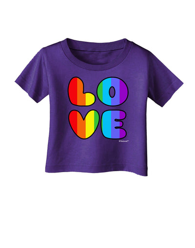 Rainbow LOVE Text Infant T-Shirt Dark by TooLoud-Infant T-Shirt-TooLoud-Purple-06-Months-Davson Sales