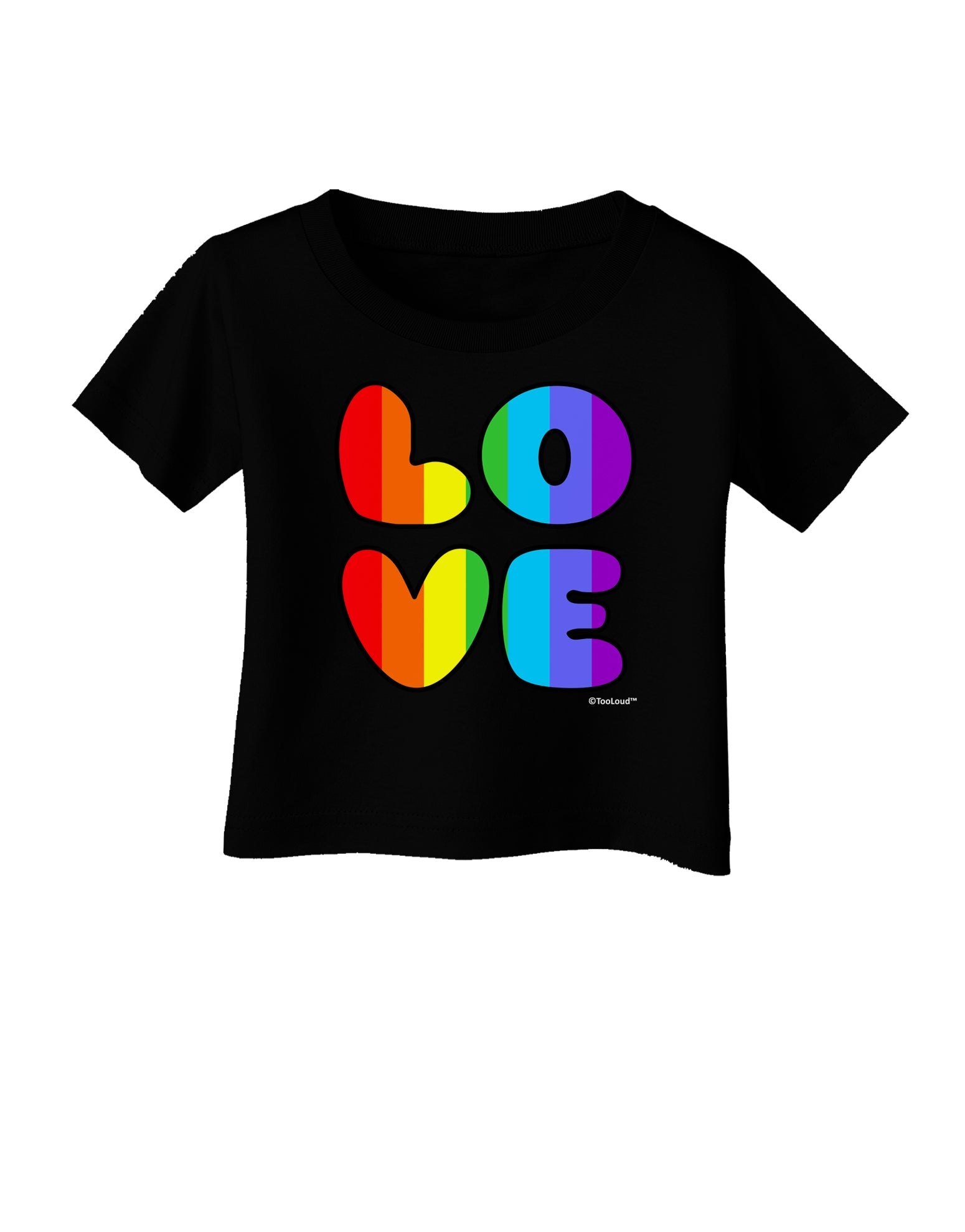 Rainbow LOVE Text Infant T-Shirt Dark by TooLoud-Infant T-Shirt-TooLoud-Black-06-Months-Davson Sales