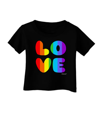 Rainbow LOVE Text Infant T-Shirt Dark by TooLoud-Infant T-Shirt-TooLoud-Black-06-Months-Davson Sales