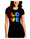 Rainbow LOVE Text Juniors Crew Dark T-Shirt by TooLoud-T-Shirts Juniors Tops-TooLoud-Black-Juniors Fitted Small-Davson Sales