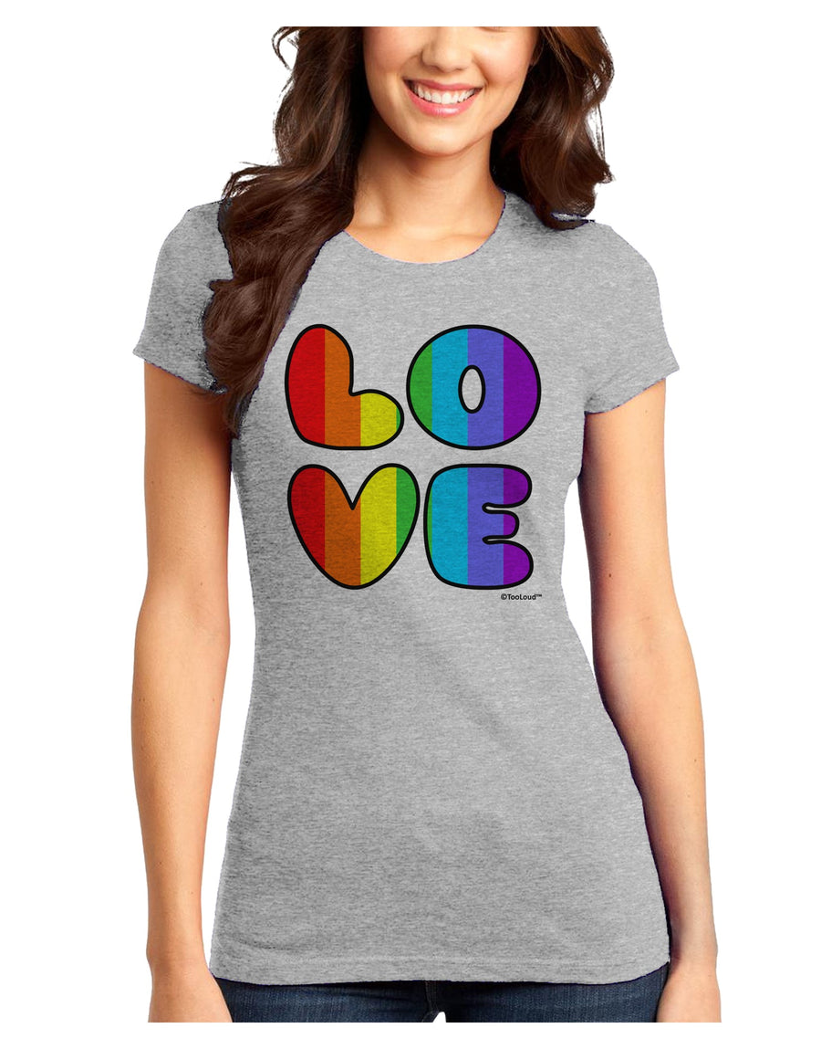 Rainbow LOVE Text Juniors T-Shirt by TooLoud-Womens Juniors T-Shirt-TooLoud-White-Juniors Fitted X-Small-Davson Sales