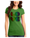 Rainbow LOVE Text Juniors T-Shirt by TooLoud-Womens Juniors T-Shirt-TooLoud-Kiwi-Green-Juniors Fitted X-Small-Davson Sales