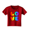 Rainbow LOVE Text Toddler T-Shirt Dark by TooLoud-Toddler T-Shirt-TooLoud-Red-2T-Davson Sales