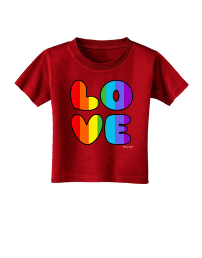 Rainbow LOVE Text Toddler T-Shirt Dark by TooLoud-Toddler T-Shirt-TooLoud-Red-2T-Davson Sales