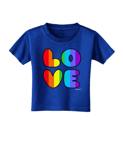 Rainbow LOVE Text Toddler T-Shirt Dark by TooLoud-Toddler T-Shirt-TooLoud-Royal-Blue-2T-Davson Sales