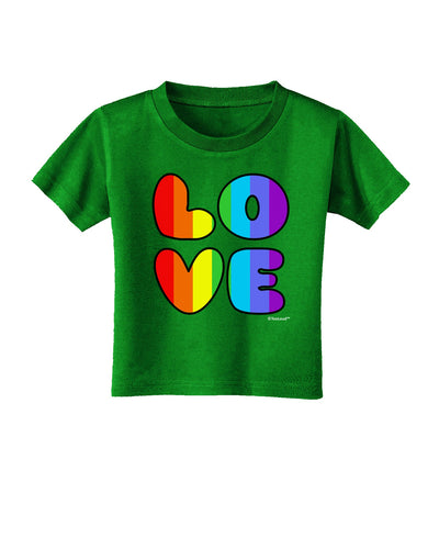 Rainbow LOVE Text Toddler T-Shirt Dark by TooLoud-Toddler T-Shirt-TooLoud-Clover-Green-2T-Davson Sales